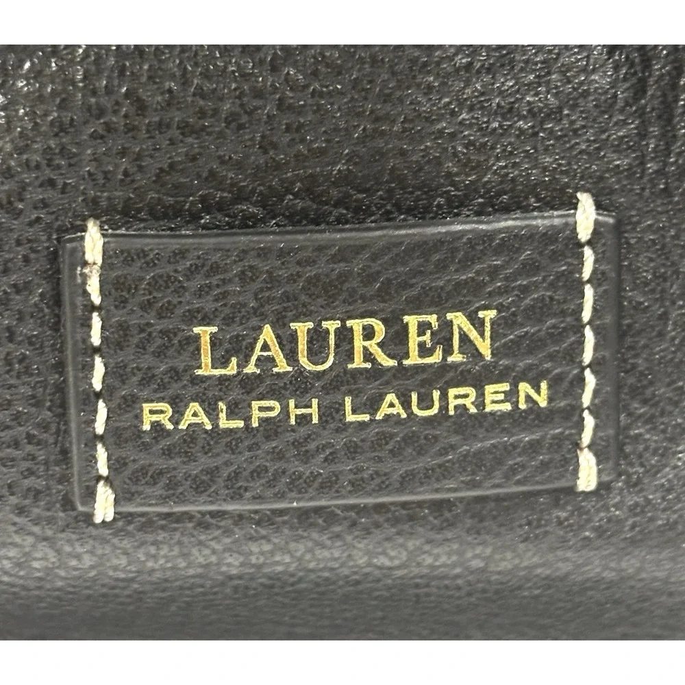 Lauren Ralph Lauren Black Pebbled Satchel Handbag Turn Lock Top Handle Bag